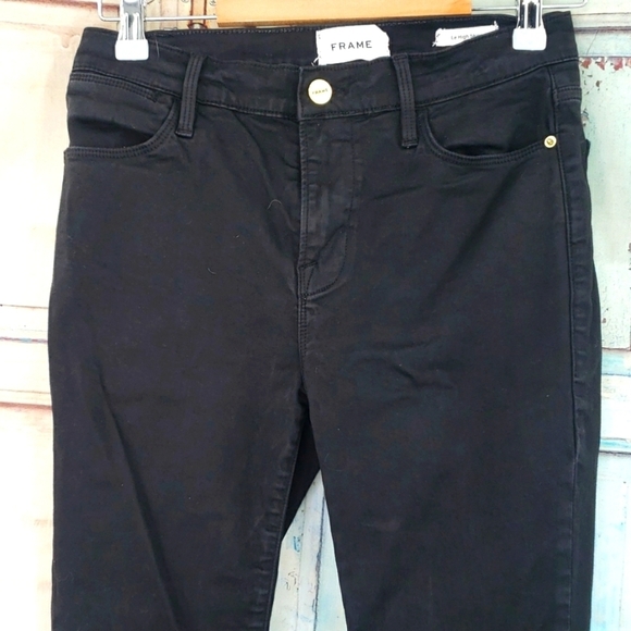 Frame Le High Skinny in Noir Coated Jeans - Picture 2 of 8